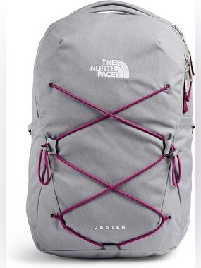 The North Face Jester Backpack Laptop Travel Outdoor School Bag Gray Pink 27 L